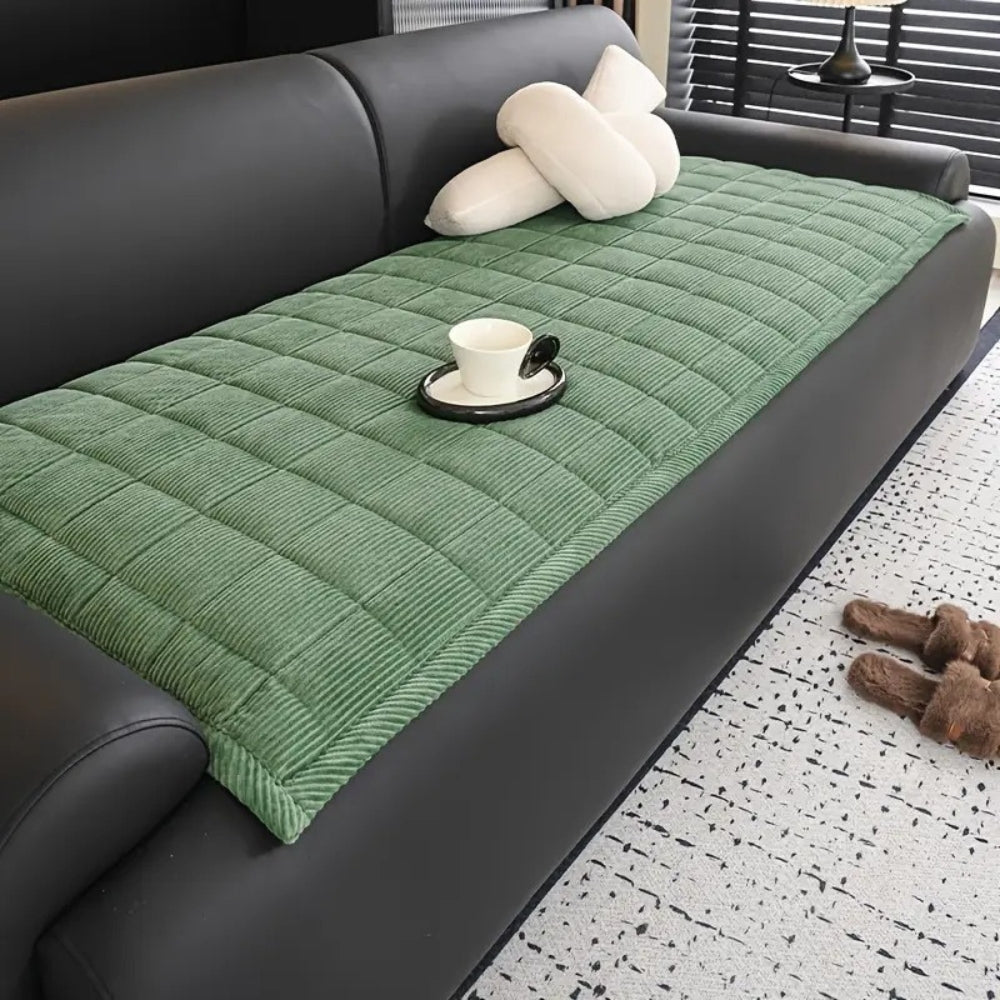 Plush Faux Leather Sofa Protector Mat