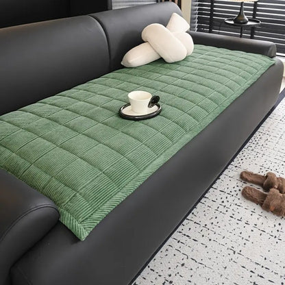 Plush Faux Leather Sofa Protector Mat
