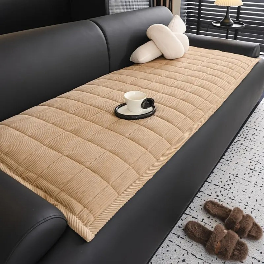 Plush Faux Leather Sofa Protector Mat