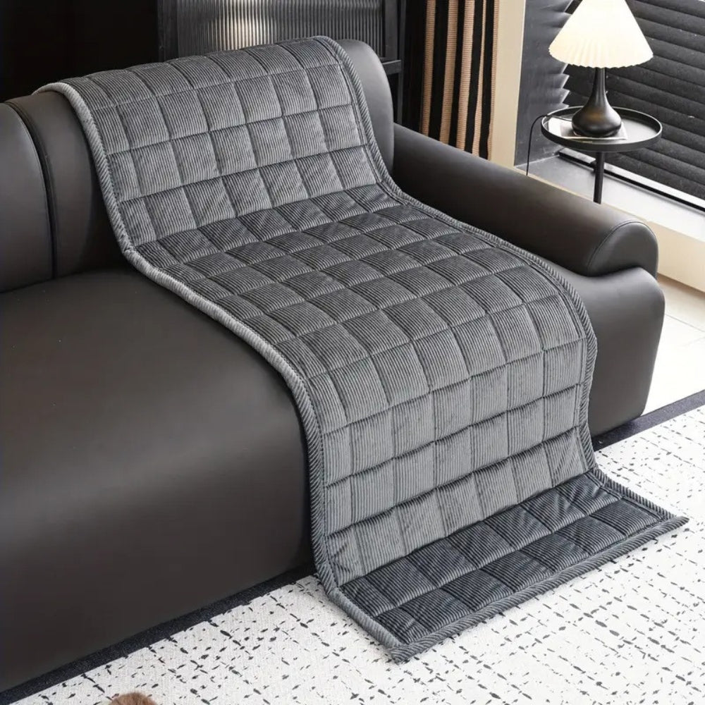 Plush Faux Leather Sofa Protector Mat