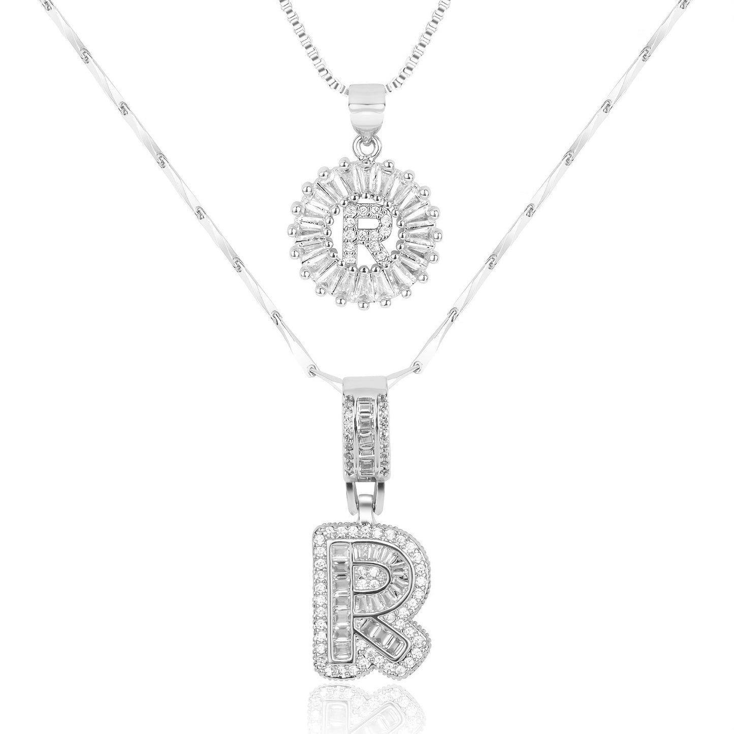 Custom 14k Gold Letter Diamond Necklaces