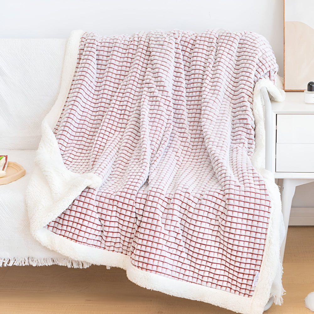 Cozy Fleece Waffle Throw Blanket