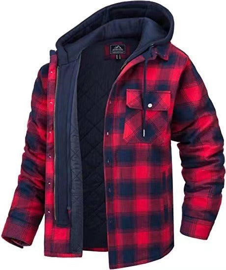 Classic Plaid Zip Up Hooded Jacket