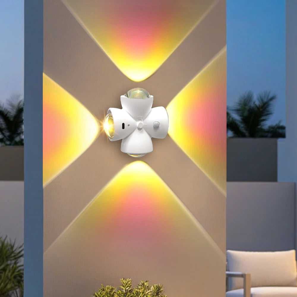 Colorful Motion Sensor Wall Lamp with 4 Bright LED Lights - Luxicro