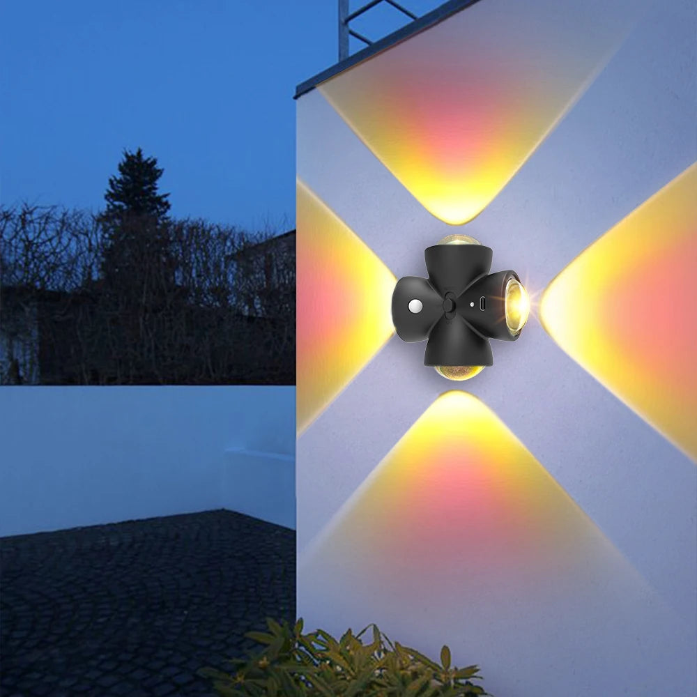 Colorful Motion Sensor Wall Lamp with 4 Bright LED Lights