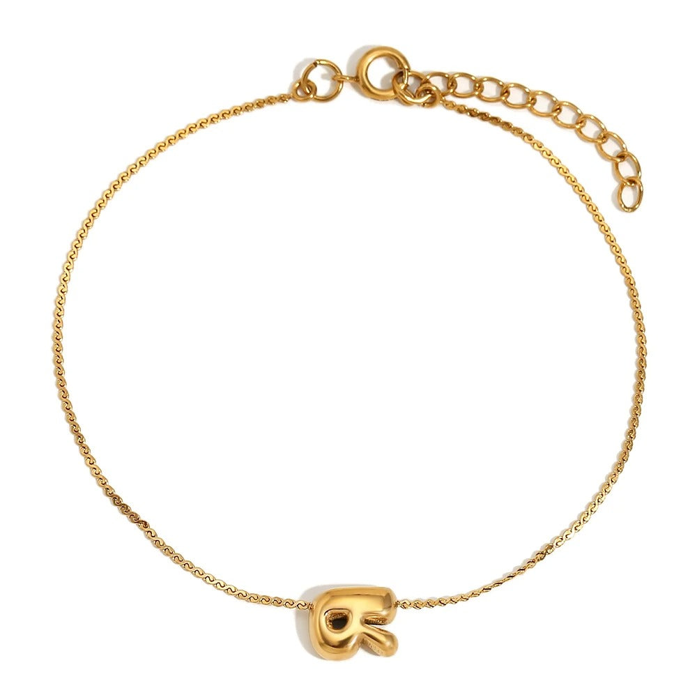 Dainty Personalized Letter Charm Bangle