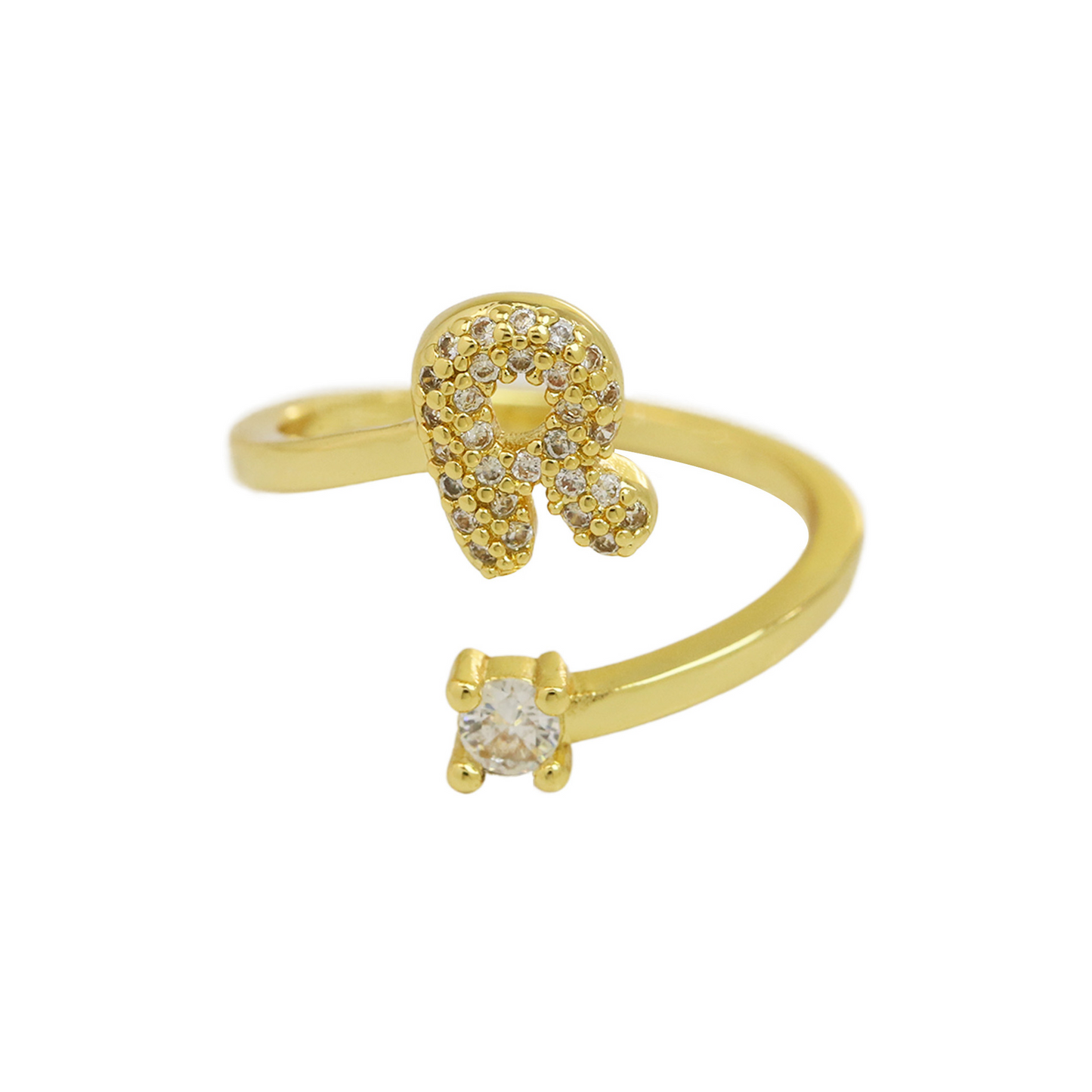 Dainty Glitter Initial Diamond Engagement Ring