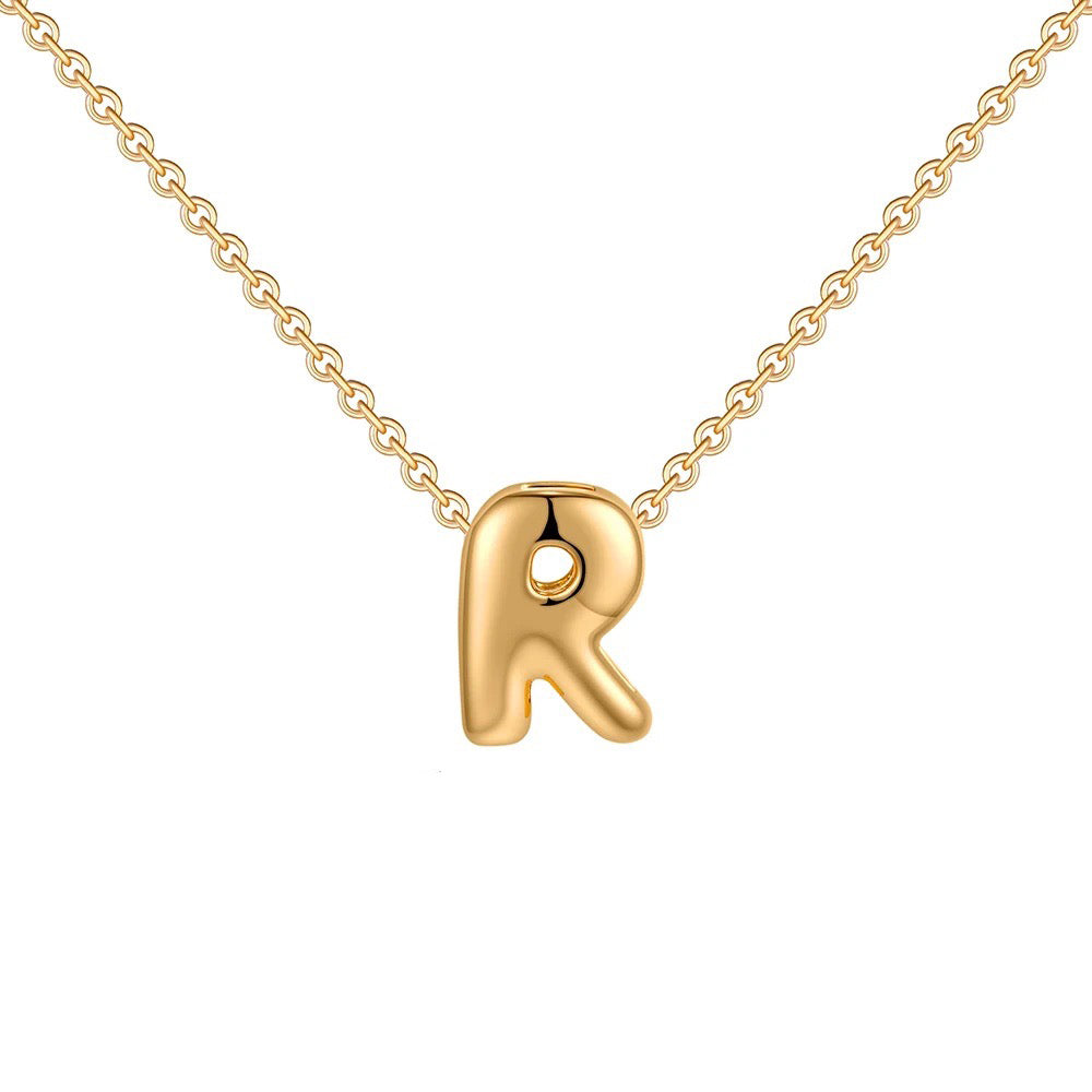 Dainty Engraved Letter Pendant Necklace