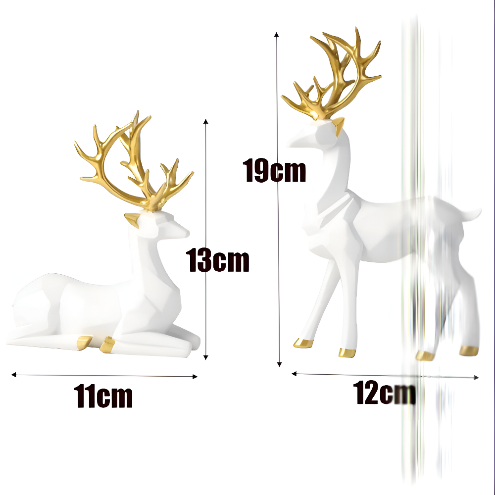 Stylish Reindeer Decor Set – 2pc Resin Figurine Ornament