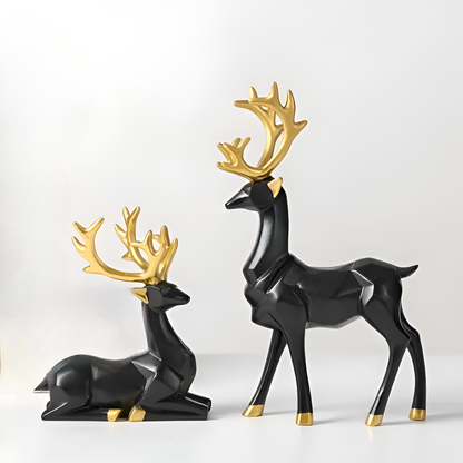 Stylish Reindeer Decor Set – 2pc Resin Figurine Ornament