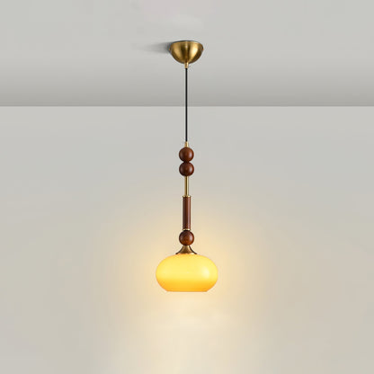 Elegant Wooden Brass Pendant LED Light Fixture - Luxicro