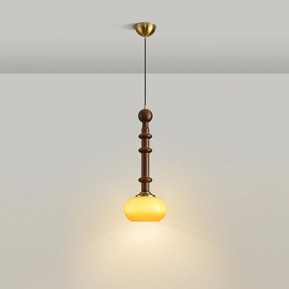 Elegant Wooden Brass Pendant LED Light Fixture