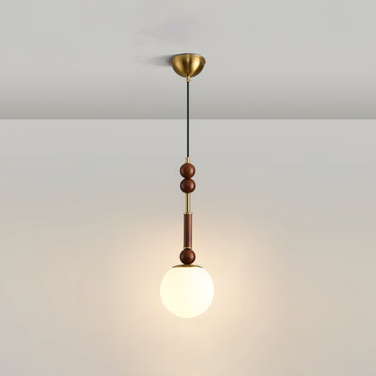 Elegant Wooden Brass Pendant LED Light Fixture