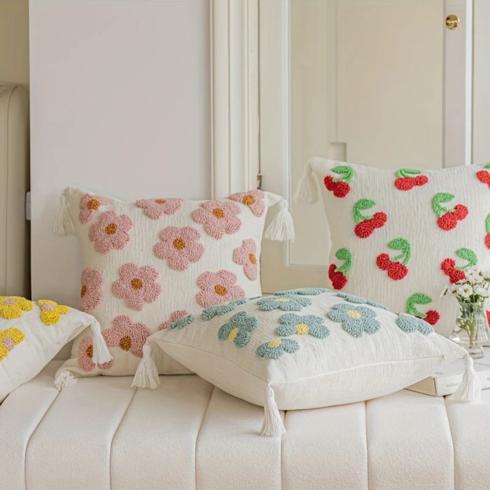 Floral Pattern Padded Cushion Cover - Luxicro