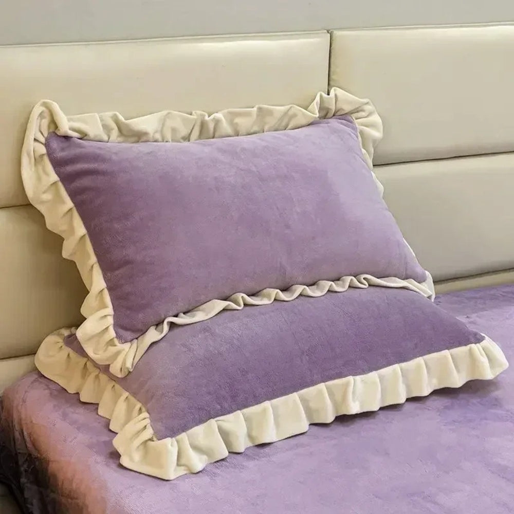 Soft Pink Ruffled Throw Pillow Cover