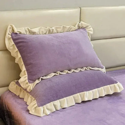 Soft Pink Ruffled Throw Pillow Cover
