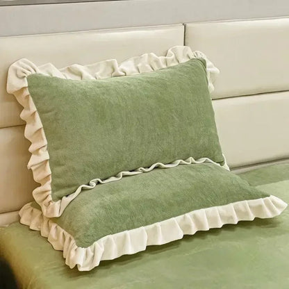 Soft Pink Ruffled Throw Pillow Cover