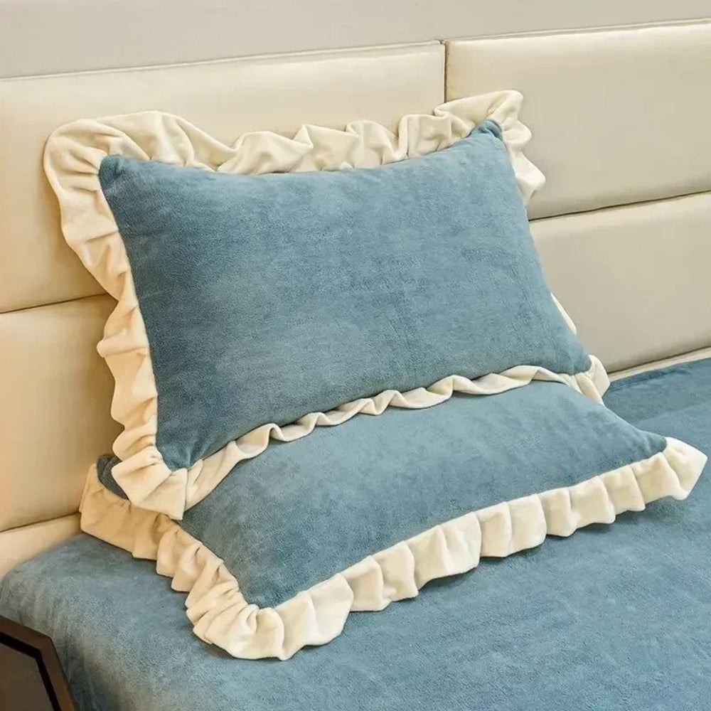Soft Pink Ruffled Throw Pillow Cover