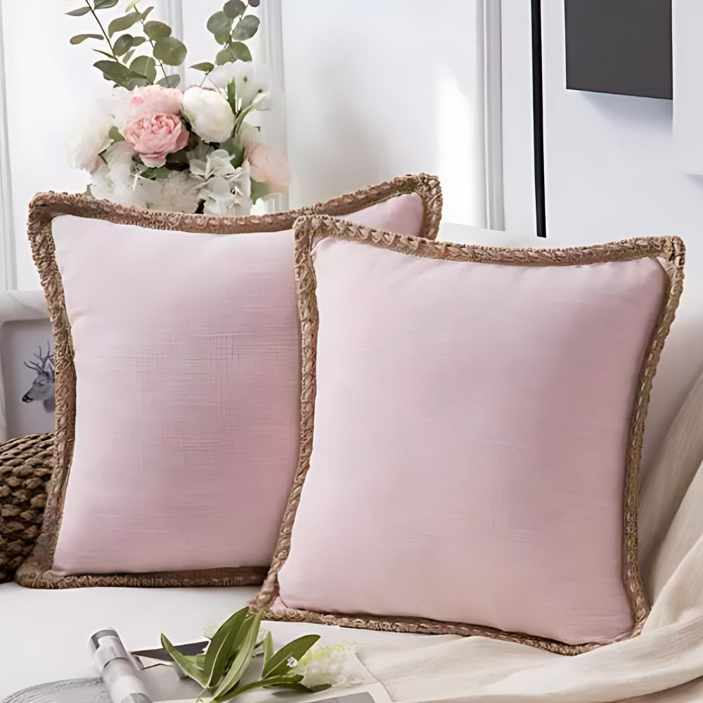 Natural Fabric Edge Throw Pillow Cover