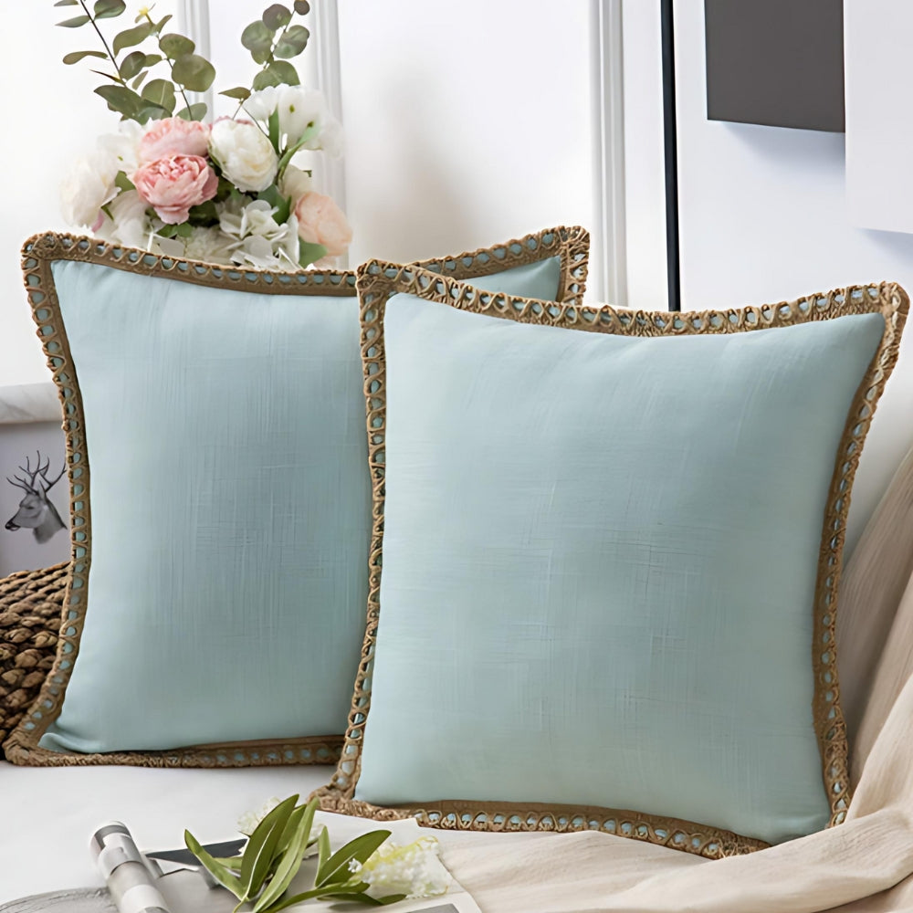 Natural Fabric Edge Throw Pillow Cover
