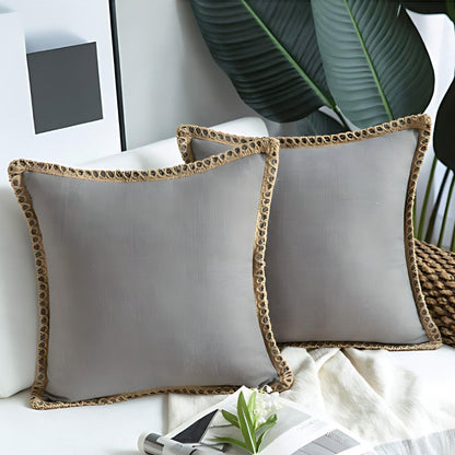Natural Fabric Edge Throw Pillow Cover