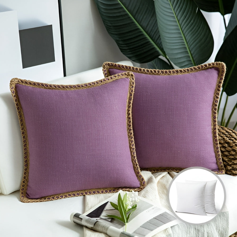 Natural Fabric Edge Throw Pillow Cover