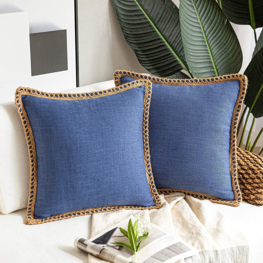 Natural Fabric Edge Throw Pillow Cover