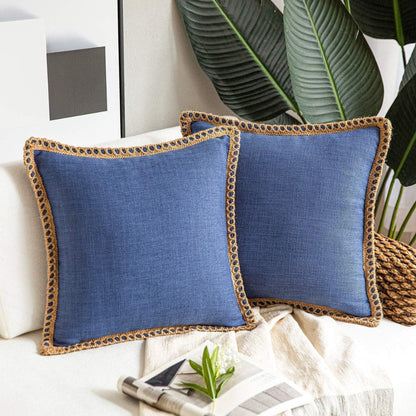 Natural Fabric Edge Throw Pillow Cover