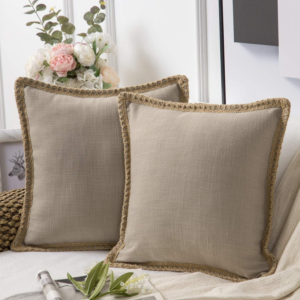 Natural Fabric Edge Throw Pillow Cover