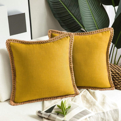 Natural Fabric Edge Throw Pillow Cover