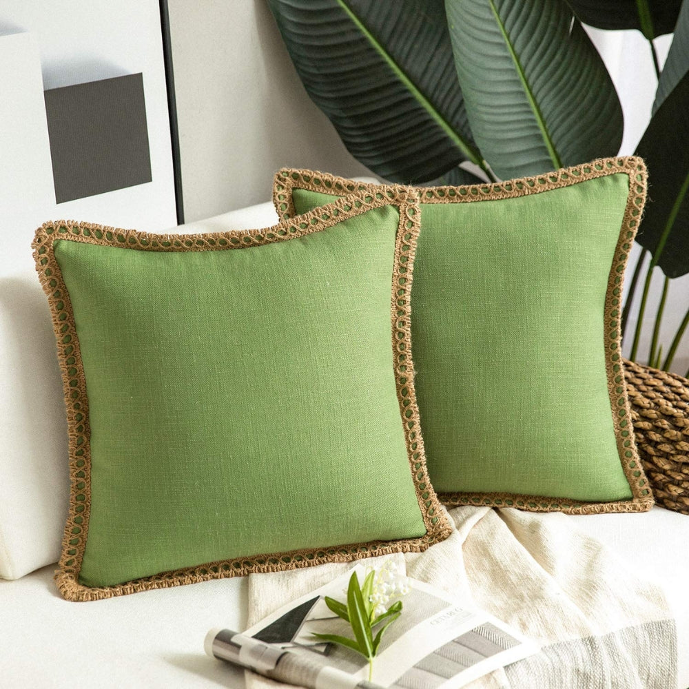 Natural Fabric Edge Throw Pillow Cover