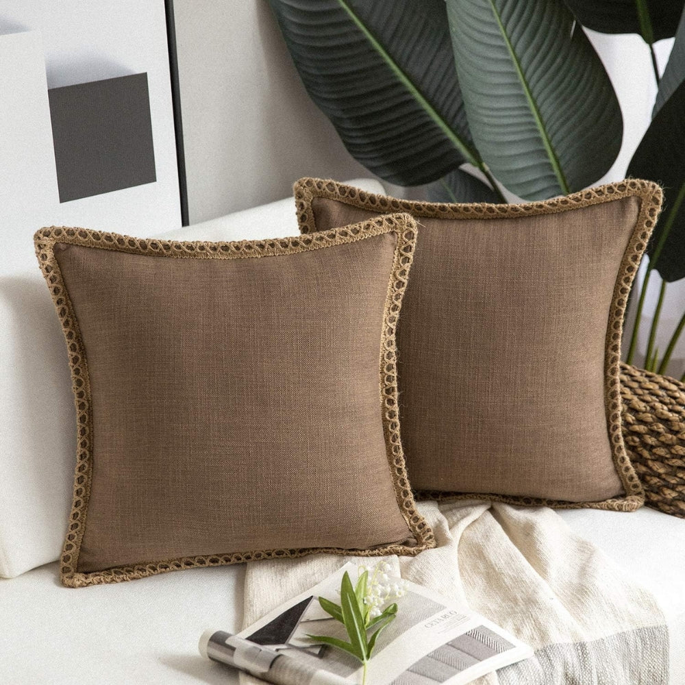 Natural Fabric Edge Throw Pillow Cover - Luxicro