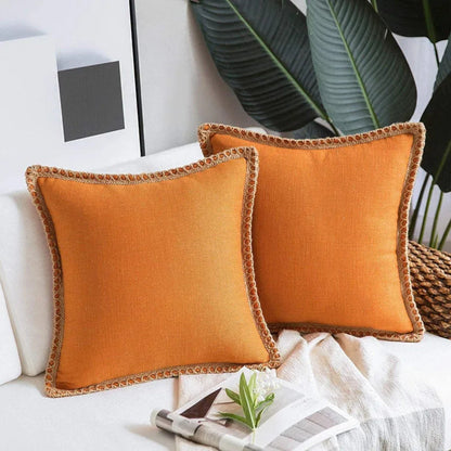Natural Fabric Edge Throw Pillow Cover