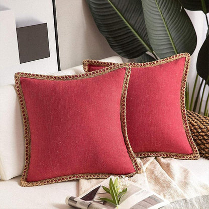 Natural Fabric Edge Throw Pillow Cover