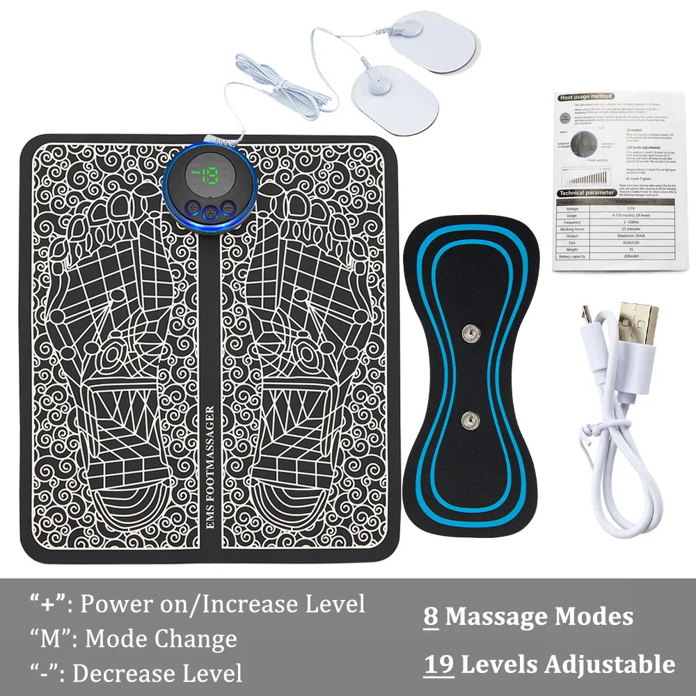 Electric Foot Massage Mat - 8 Modes Rechargeable