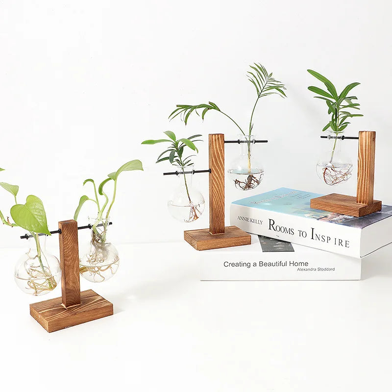 Contemporary Wooden Table Vase 3 Piece Set