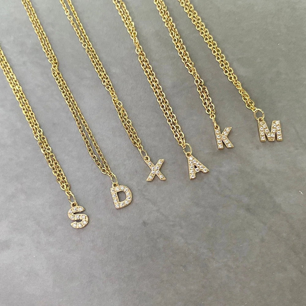 Dainty Initial Pendant Chain Necklace