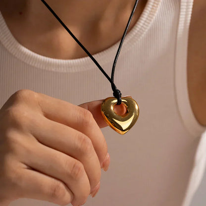 Timeless Heart Real Leather Necklace