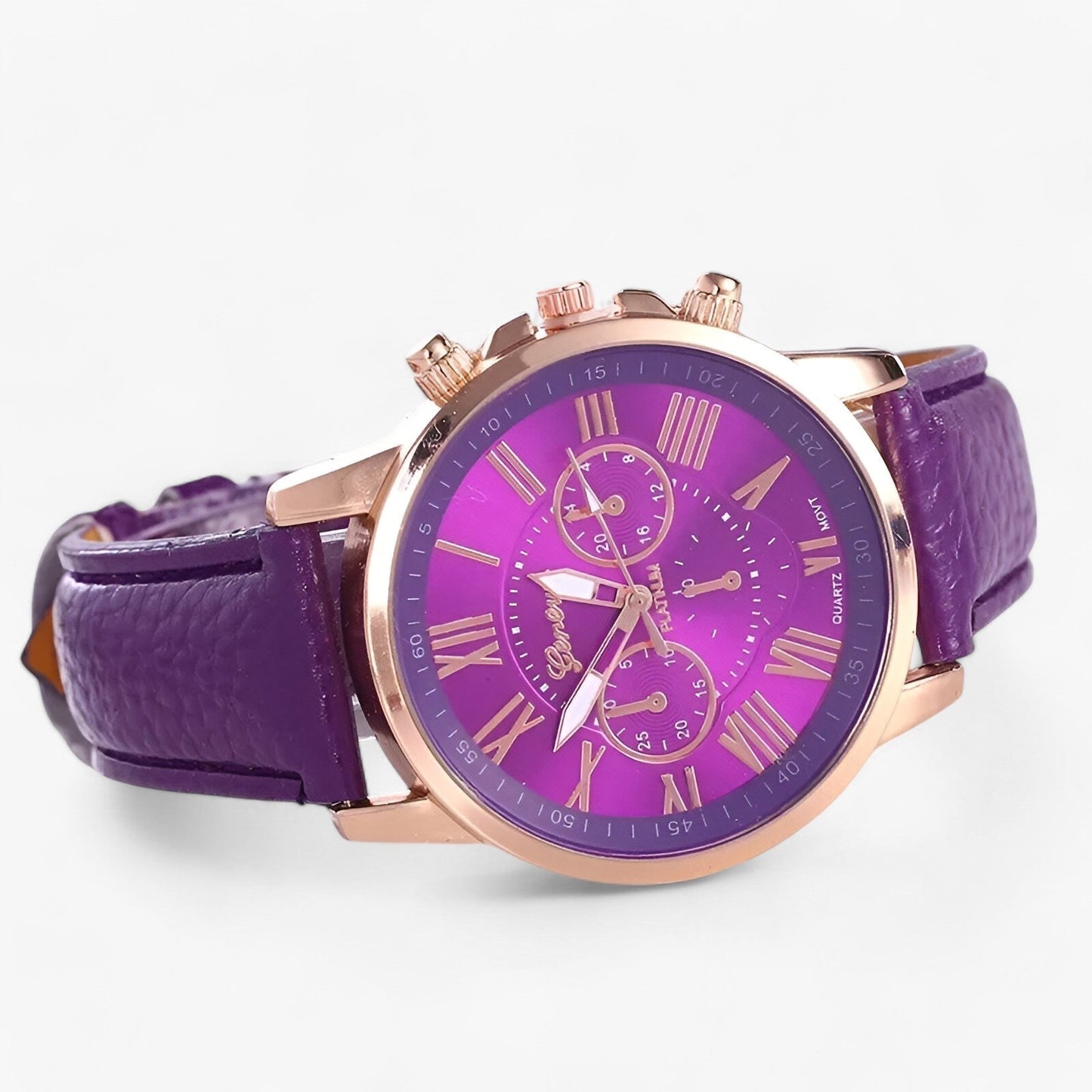 Durable Brown Leather Ladies Watch 42mm