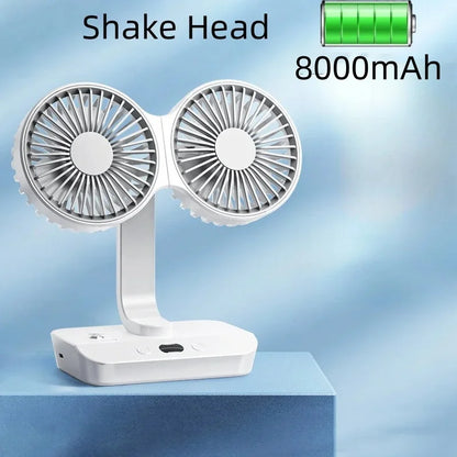 Compact Battery Powered Desk Fan with LCD Screen