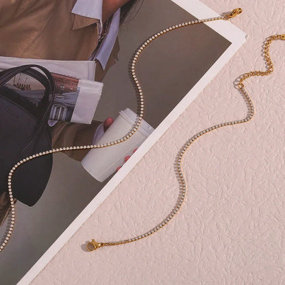 Dainty 2mm Slim Chain Bracelet Necklace Set