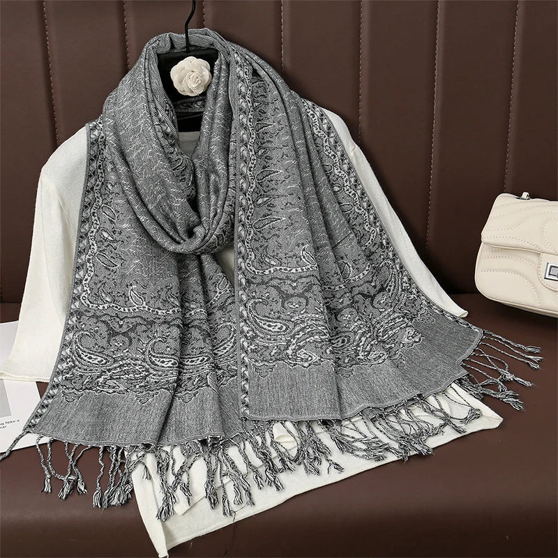 Soft Cashmere Women's Scarf with Warm Luxury Print