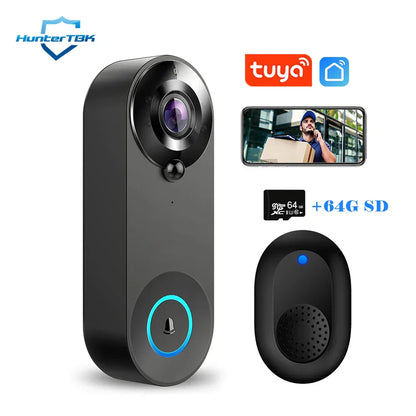 Wireless Smart Doorbell Camera with Night Vision and Audio