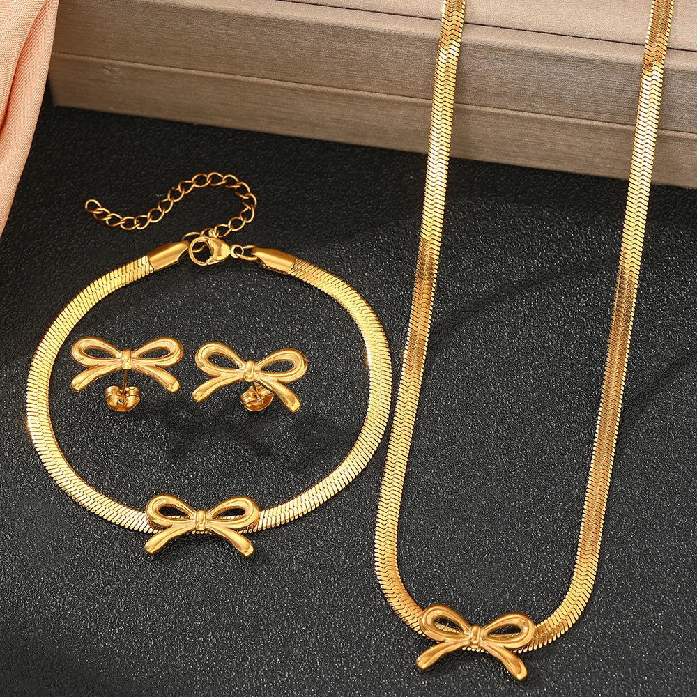 Chic Bow Necklace Set for Ladies