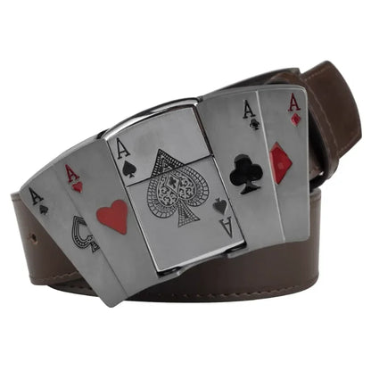 Classic Flame Lighter Embossed Leather Belt