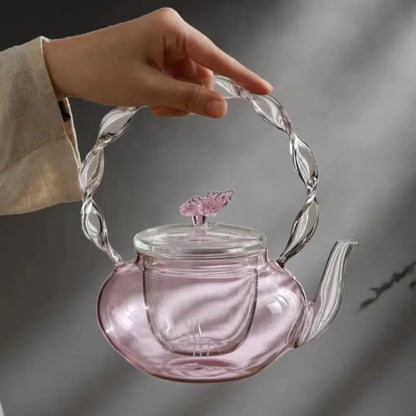 Elegant Floral Glass Teapot Infuser Set