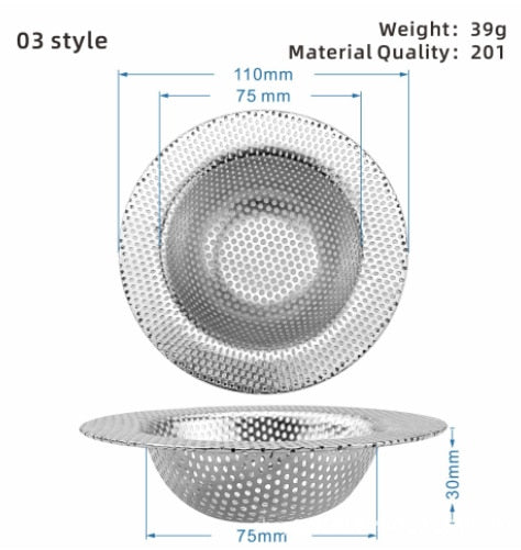 Simple Mesh Kitchen Sink Filter Stainless Steel Strainer