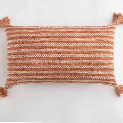 Decorative Throw Pillow Cover with Colorful Tassels