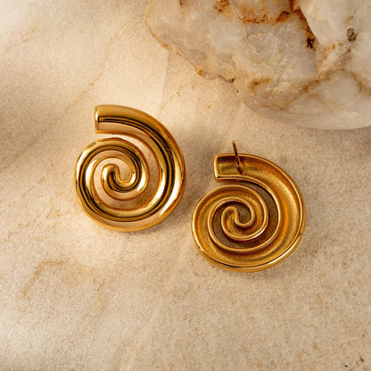 Elegant Golden Spiral Dangle Earrings