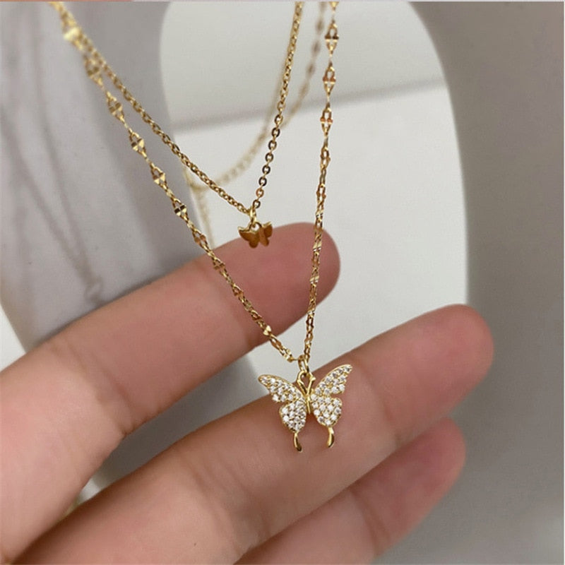 Delicate Double Layer Feather Necklace
